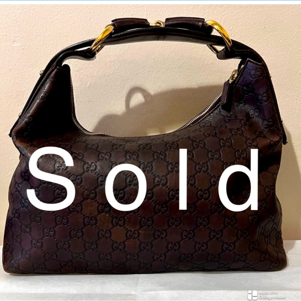 S O L D. Gucci GG Brown Leather Horsebit Hobo purse
